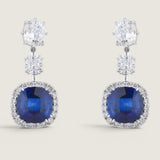 Double Cushion with Sapphire Halo Drop Earring (22 TCW)
