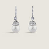 PAVE CAP 10MM PEARL DROP EARRING - EF1334/PRL/CZ
