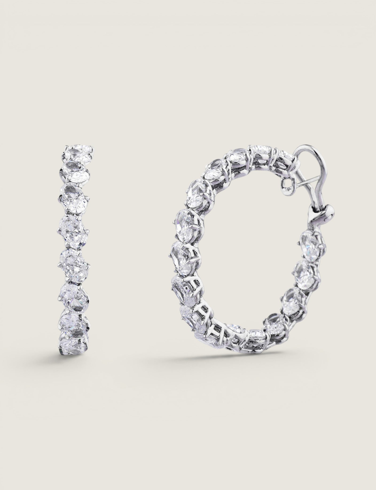 .5ct OFFSET OVAL HOOP EARRING.                                                     1 1/4CT DIAMETER - EF1345/CZ