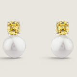 Pearl and Canary Asscher Studs (2.5 TCW)