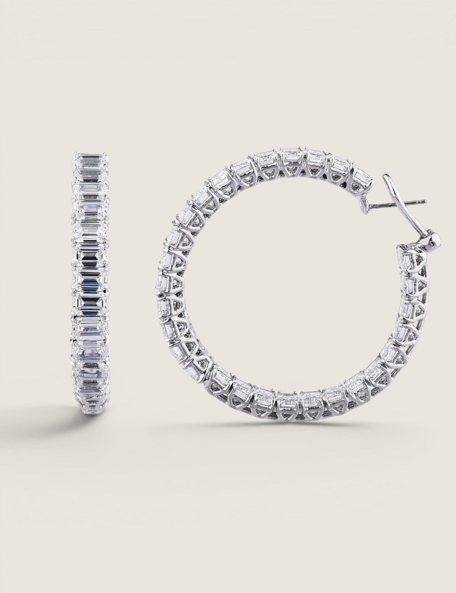 Large Emerald-Cut Hoop Earrings (28.5TCW)