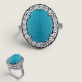 Oval Halo Cabochon Ring (10 Carat Center)