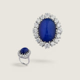 18ct OVAL CABACHON RING F1344-SAP-CZ-14K