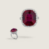 15 CT CUSHION CUT WITH HALO F1356-RUB-CZ-14K