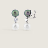 Pearl and Round Drop Earrings (3 TCW)
