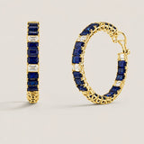 Large Emerald-Cut Sapphire Mix Hoop Earrings (28.5TCW)