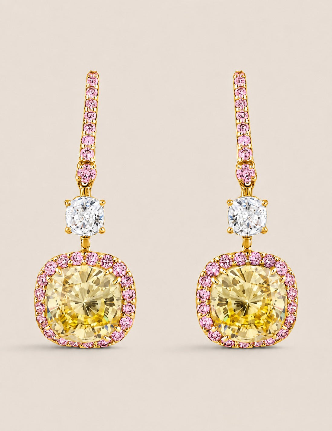8CT CUSHION DROP WITH PAVE SETTING - EF1364/CAN/PK/CZ