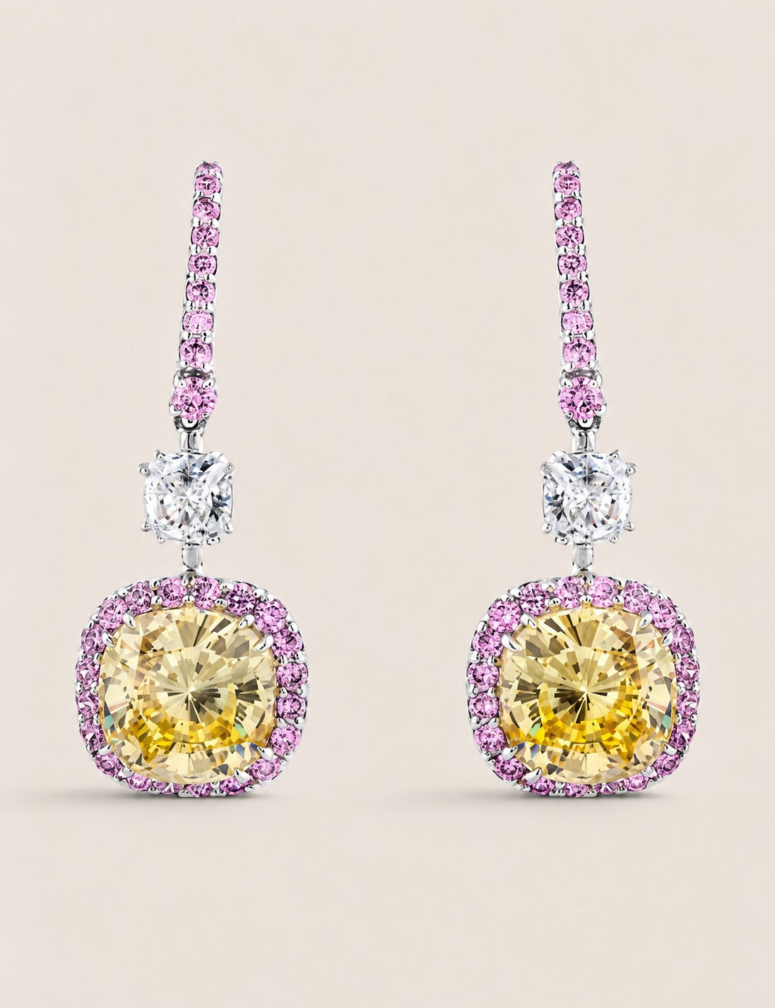8CT CUSHION DROP WITH PAVE SETTING - EF1364/CAN/PK/CZ