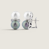 DOUBLE PEARL 12MM BUTTON EARRING - EF1385/PRL/CZ