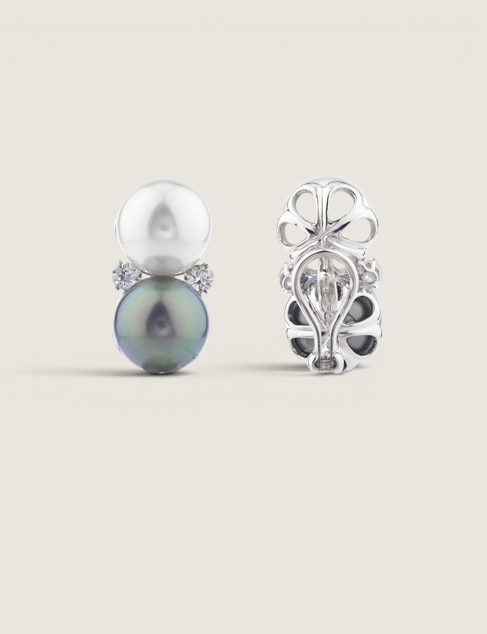 DOUBLE PEARL 12MM BUTTON EARRING - EF1385/PRL/CZ