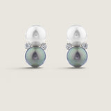 DOUBLE PEARL 12MM BUTTON EARRING - EF1385/PRL/CZ