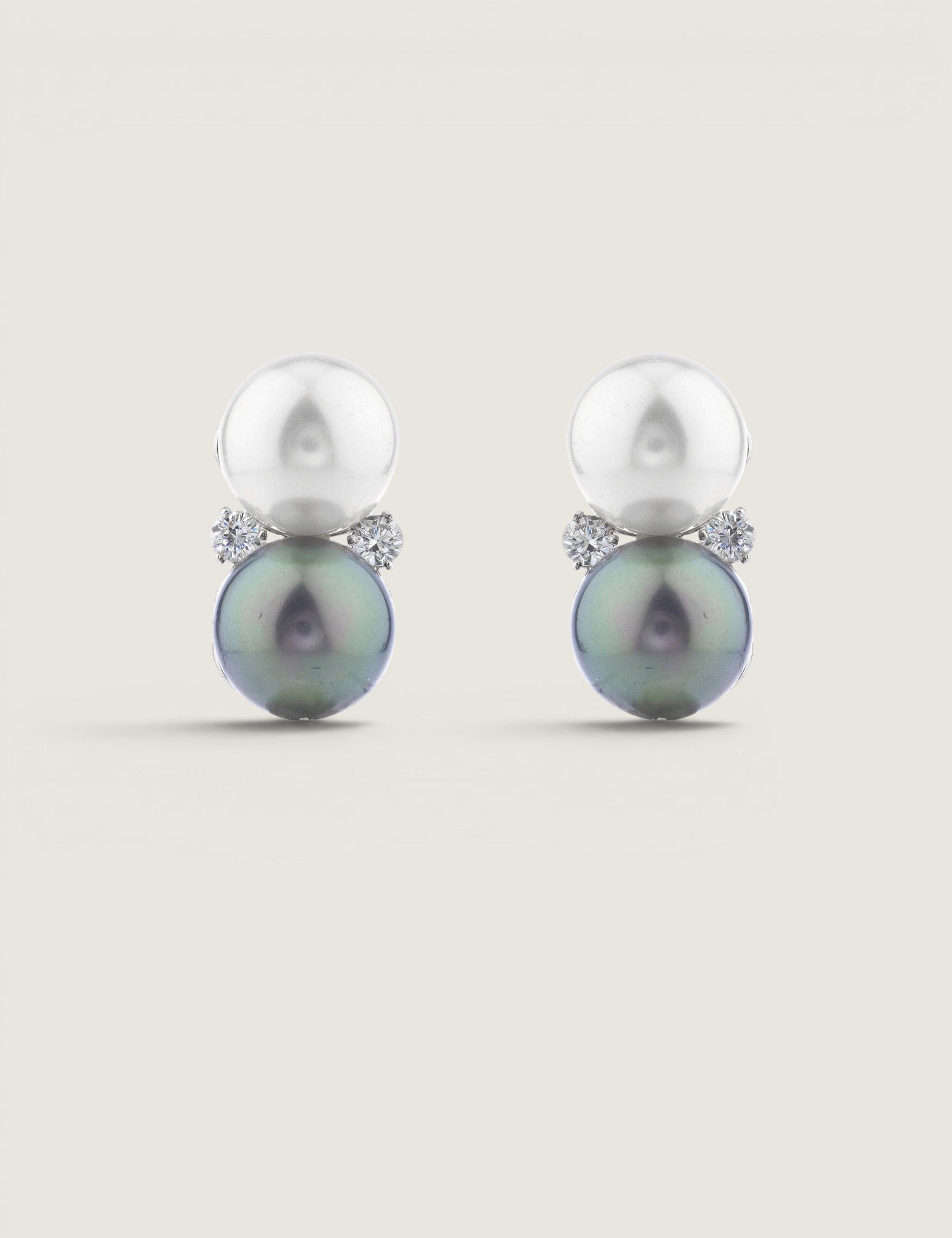 DOUBLE PEARL 12MM BUTTON EARRING - EF1385/PRL/CZ