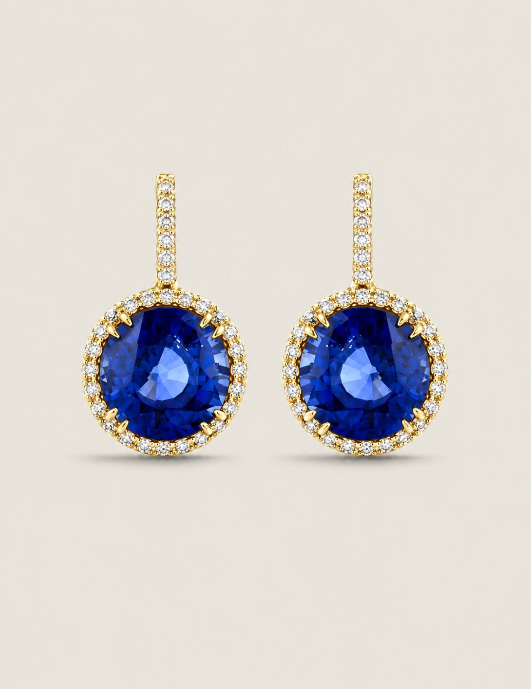 Sapphire Solitaire & Pave Drop Earrings (14.75 TCW)