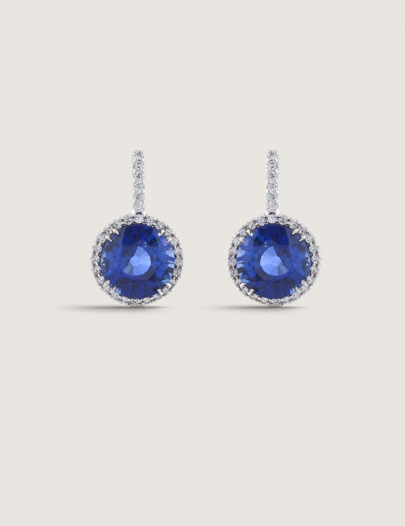 Sapphire Solitaire & Pave Drop Earrings (14.75 TCW)