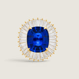 Sapphire Cushion Cut Ballerina Ring (16 TCW)
