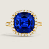 PAVE SET CUSHION CUT RING F1394-SAP-CZ-14K