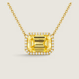 9CT East West Pave Set Emerald Cut Pendant- PF1411/CAN/CZ