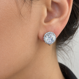 Round Pave Halo Stud Earrings (10 TCW)