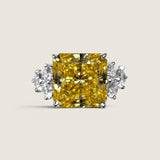 11CT Canary Princess cut with 1.1TCW Round Sides (12.1 TCW)