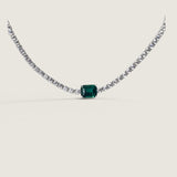 Four Prong Tennis Neck with 2.5ct Lab Green Emerald Cut
