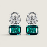 Oval & Emerald Green Emerald-Cut Double Stud (8 TCW)