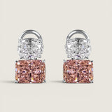 Clear Oval and Pink Radiant-Cut Double Stud Earrings (8 TCW)