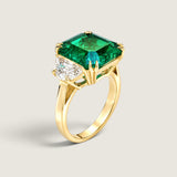 Emerald Asscher Center Stone with Half-Moon Sides