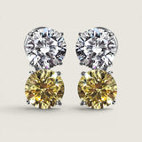 Canary and Clear Double Stud Earrings (8 TCW)