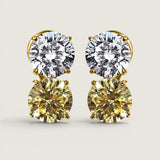 Canary and Clear Double Stud Earrings (8 TCW)
