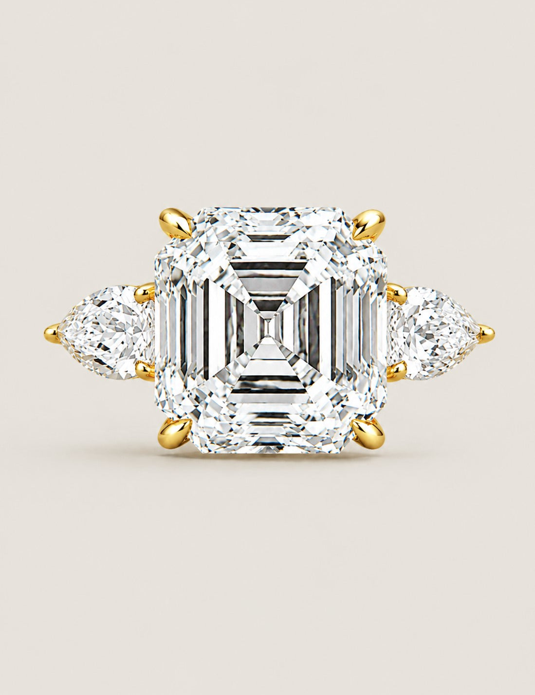 Asscher Cut Center with Pear Side Stones