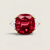 Grandour Crimson Reverie Three Stone Ring
