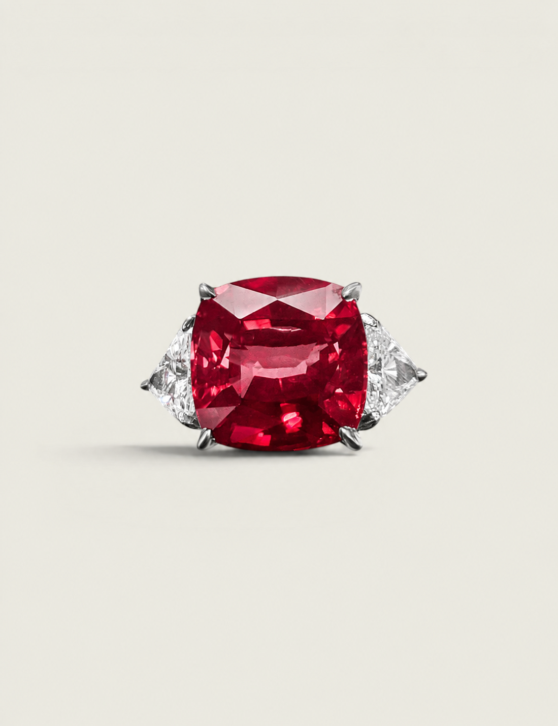 Crimson Reverie Three Stone Ring (11.1 TCW)