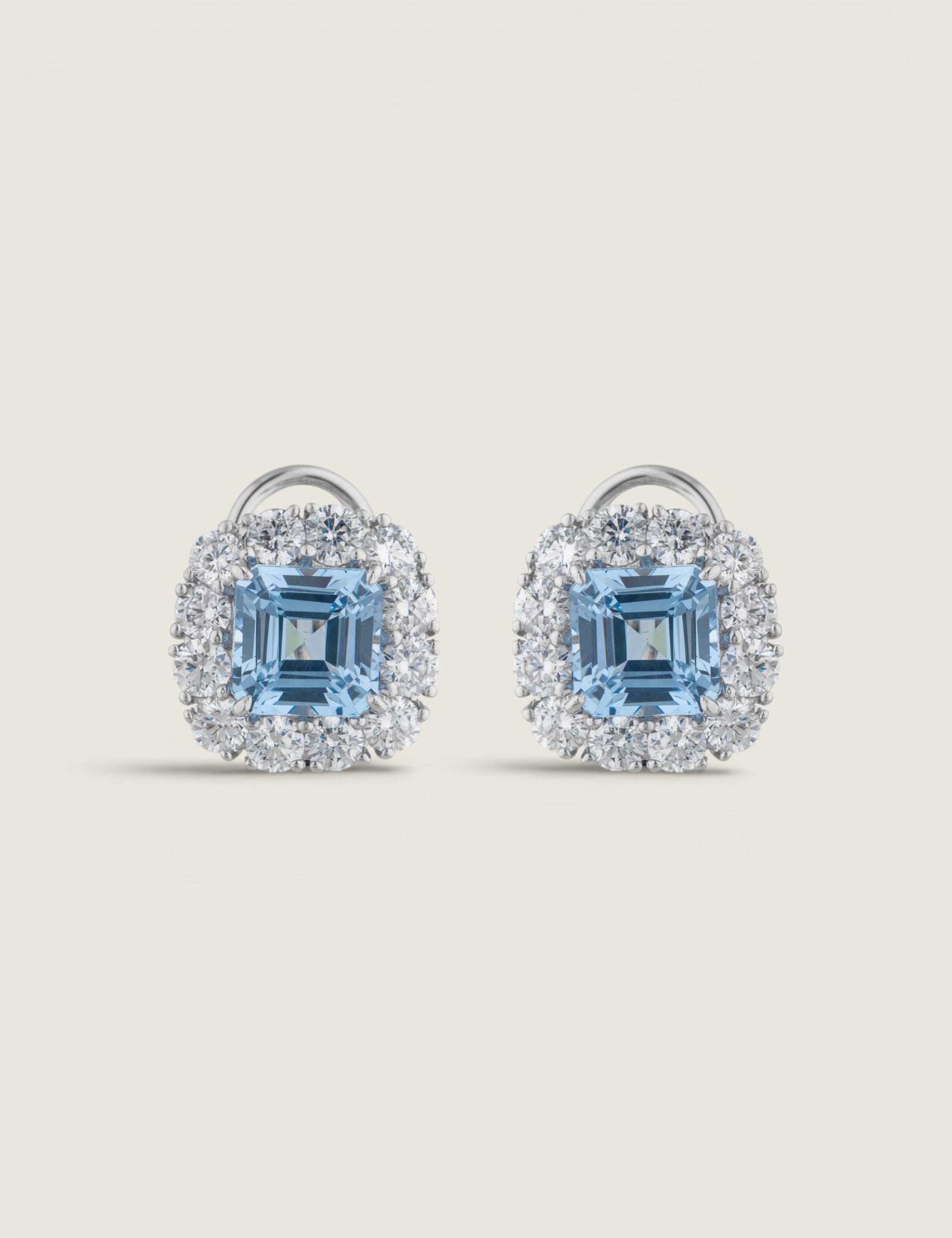 Aquamarine Asscher Halo Earrings (11.8 TCW)