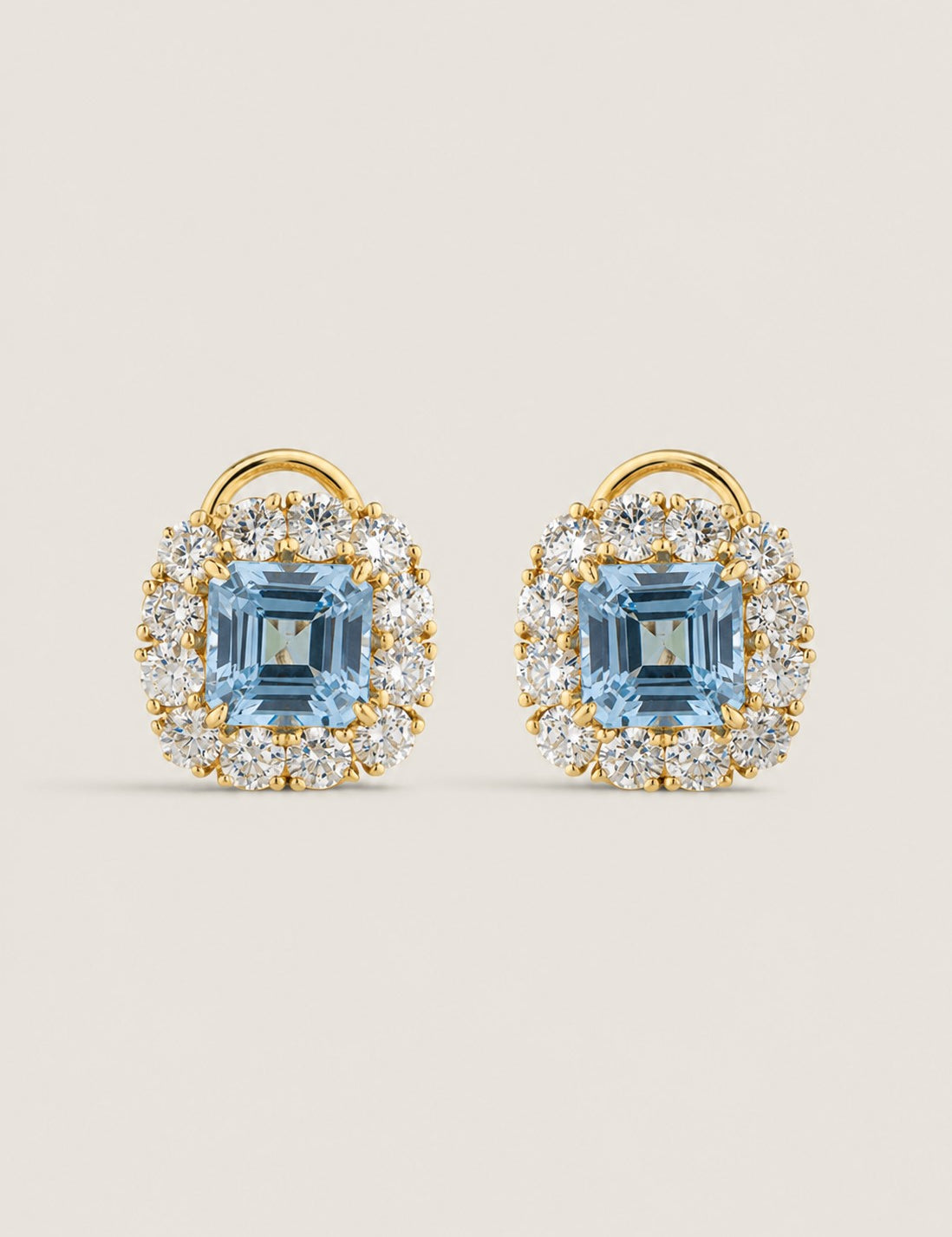 Aquamarine Asscher Halo Earrings (11.8 TCW)