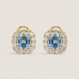Aquamarine Asscher Halo Earrings (11.8 TCW)