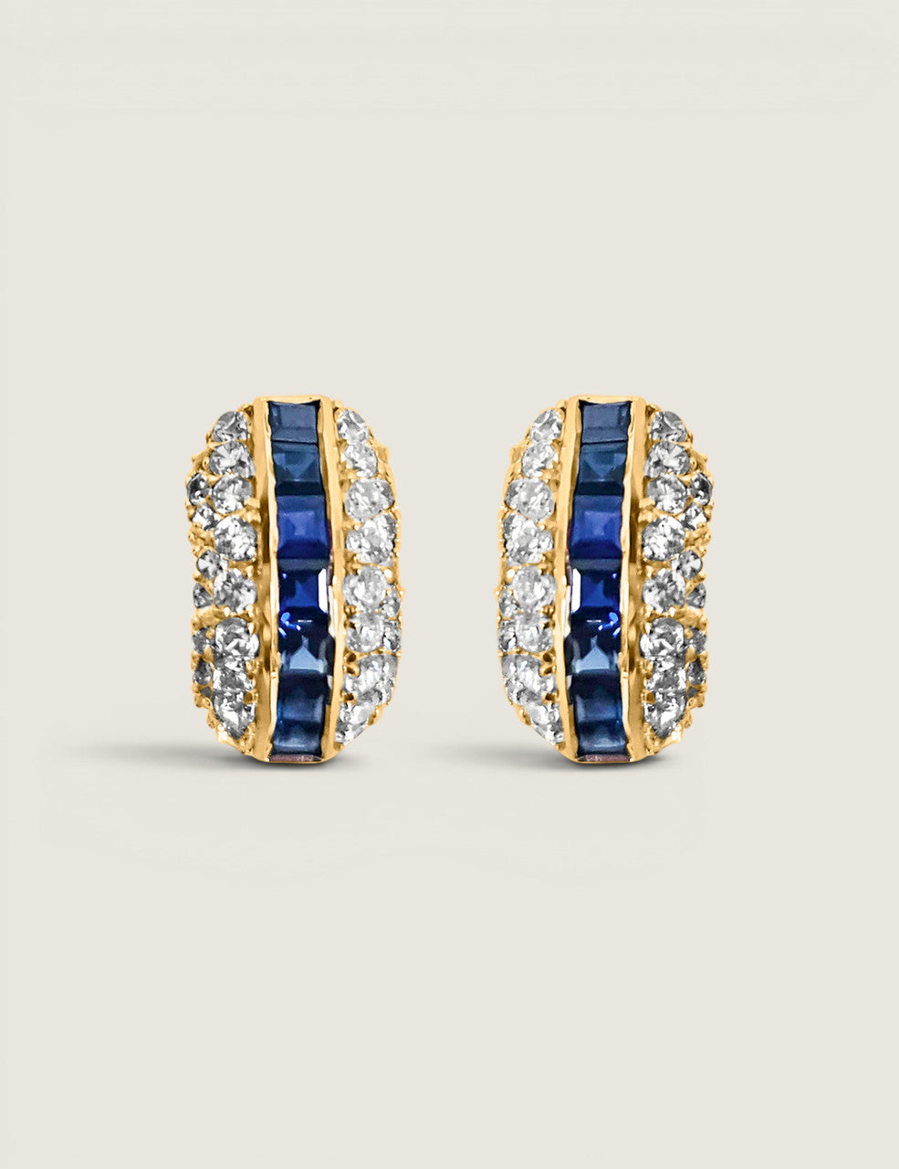 Sapphire Channel Huggie Hoop Earrings