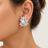 Marquise Sunburst Pearl Earrings