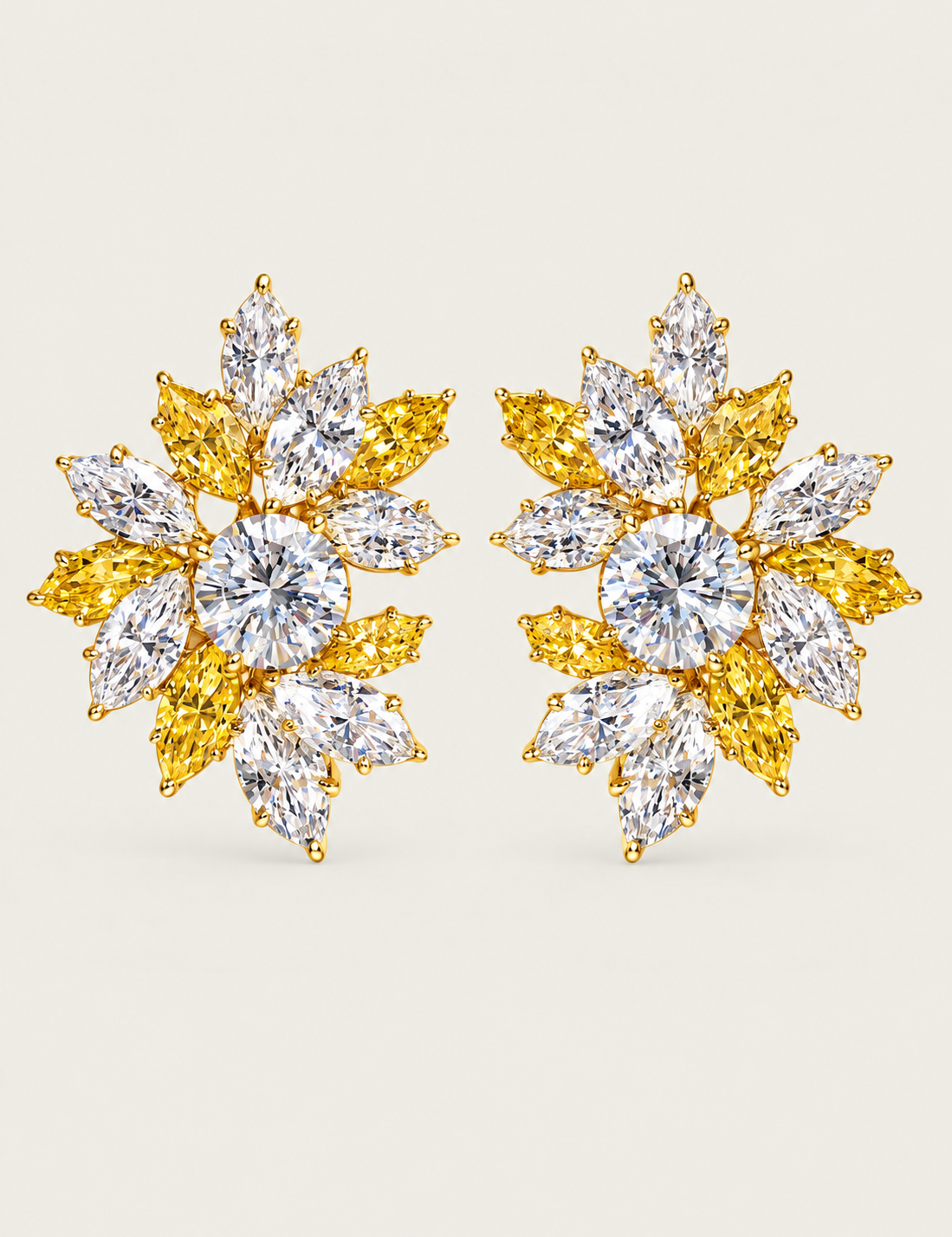 Canary & Diamond Marquise Sunburst Earrings