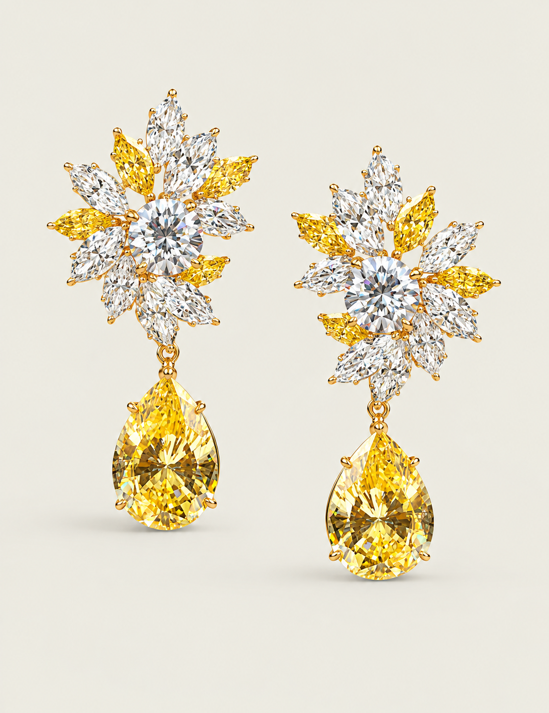 Canary Marquise Sunburst Drop Earrings (30 TCW)