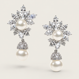 Pearl Marquise Sunburst Drop Earrings (20 TCW)