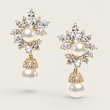 Pearl Marquise Sunburst Drop Earrings (20 TCW)