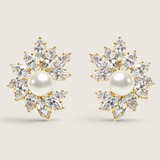 Marquise Sunburst Pearl Earrings