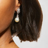 White Pearl Cluster Drop Earrings (7.1 TCW)