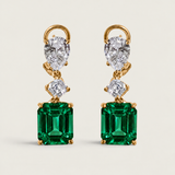 Emerald-Cut Lab-Grown Emerald & Pear-Shaped Drop Earrings (19.10 TCW)