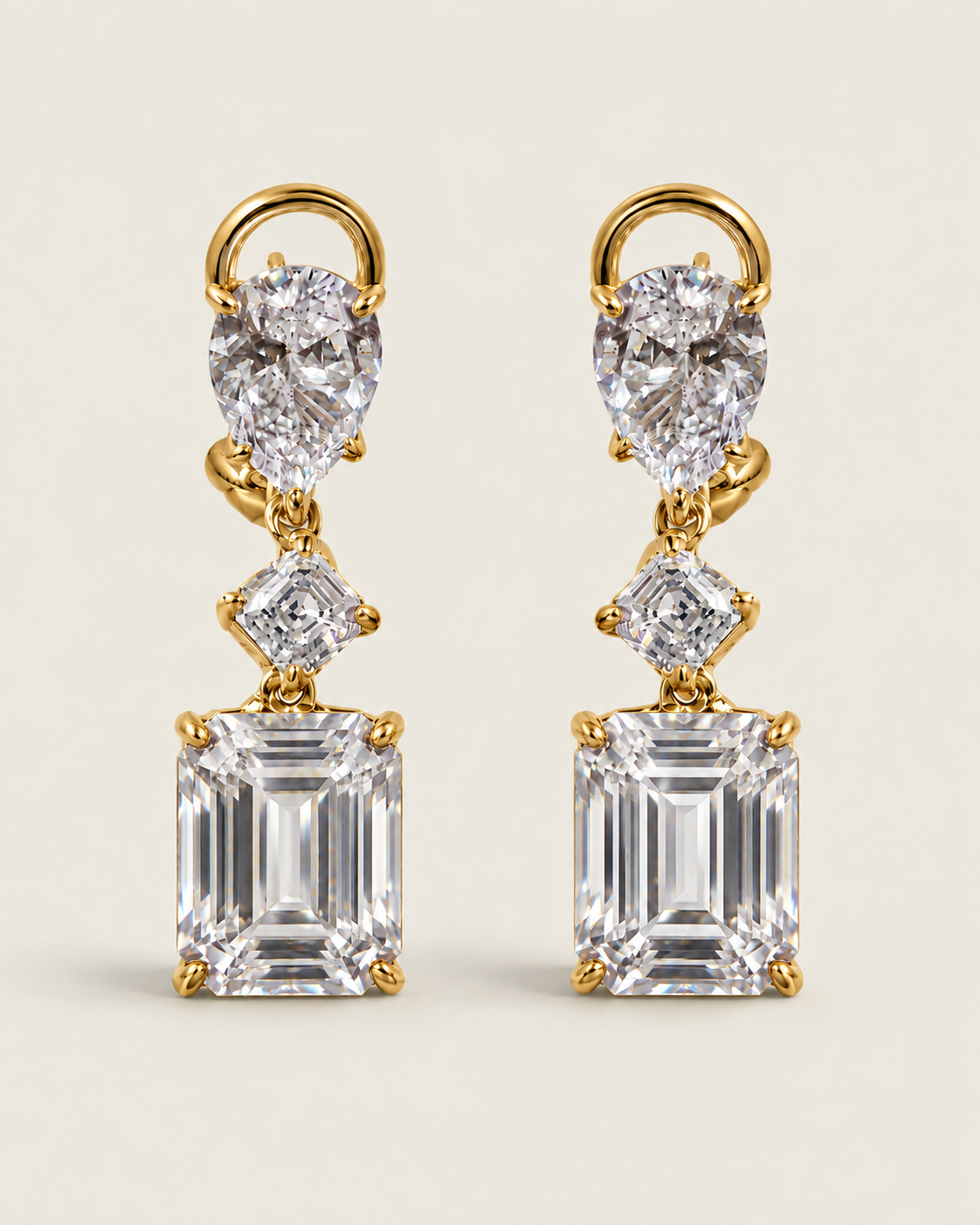 Pear, Square and Emerald Cut Drop Earrings (19 TCW)