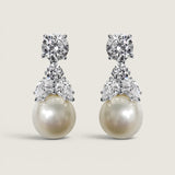Round Stud with Detailed Cap Small Pearl Drop Earrings (2.5 TCW)