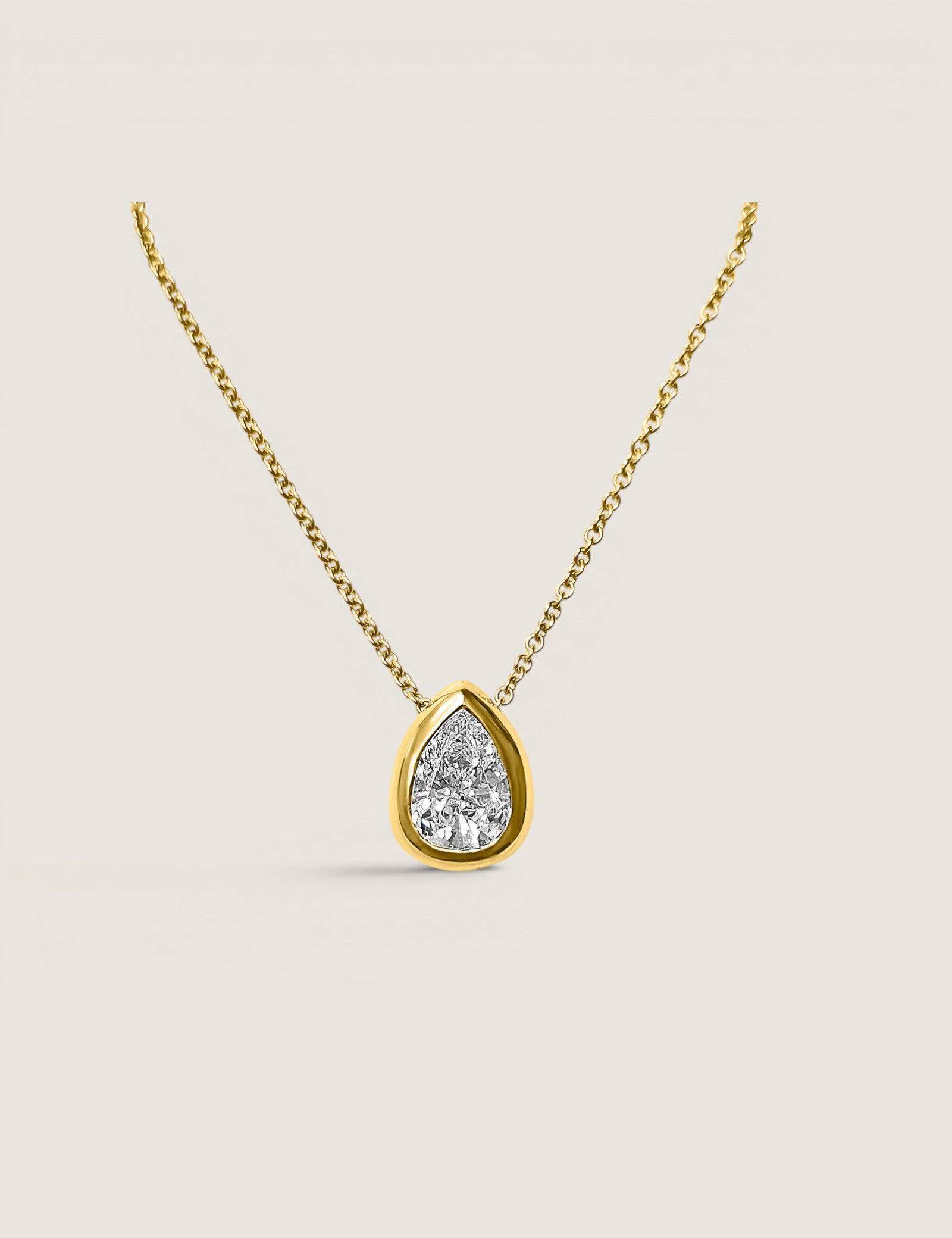 Bezel Set Pear Shape Pendant Necklace (3 TCW)