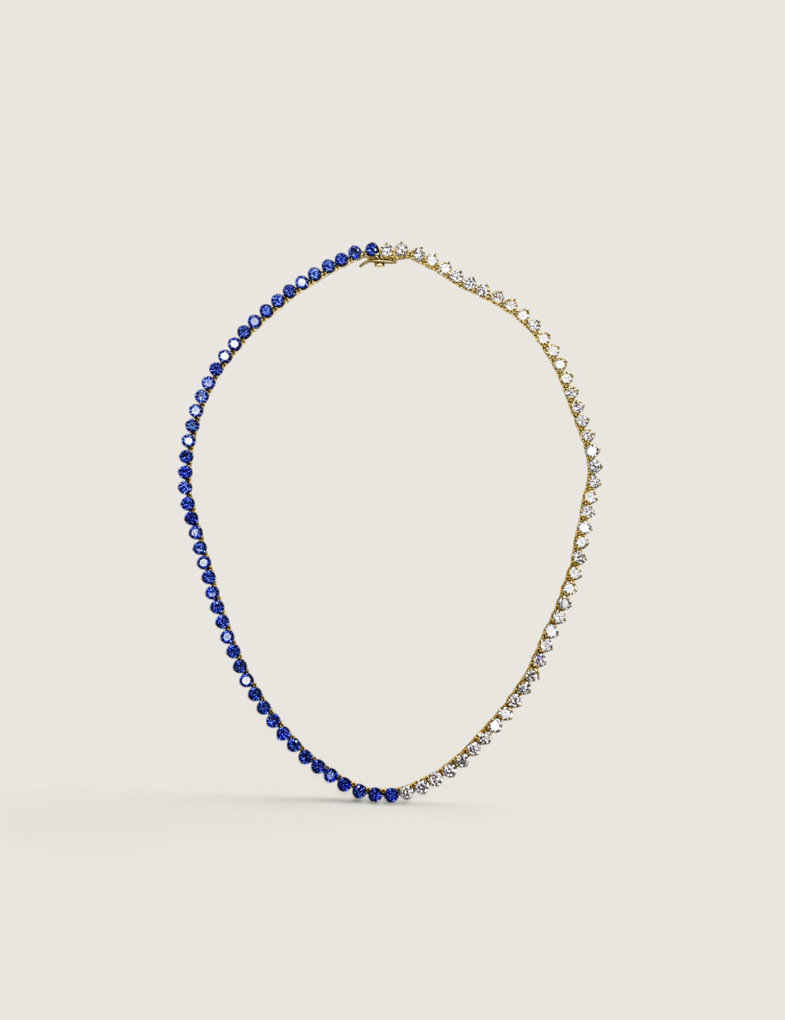 Lab Grown Sapphire & CZ Round Tennis Necklace (4mm)