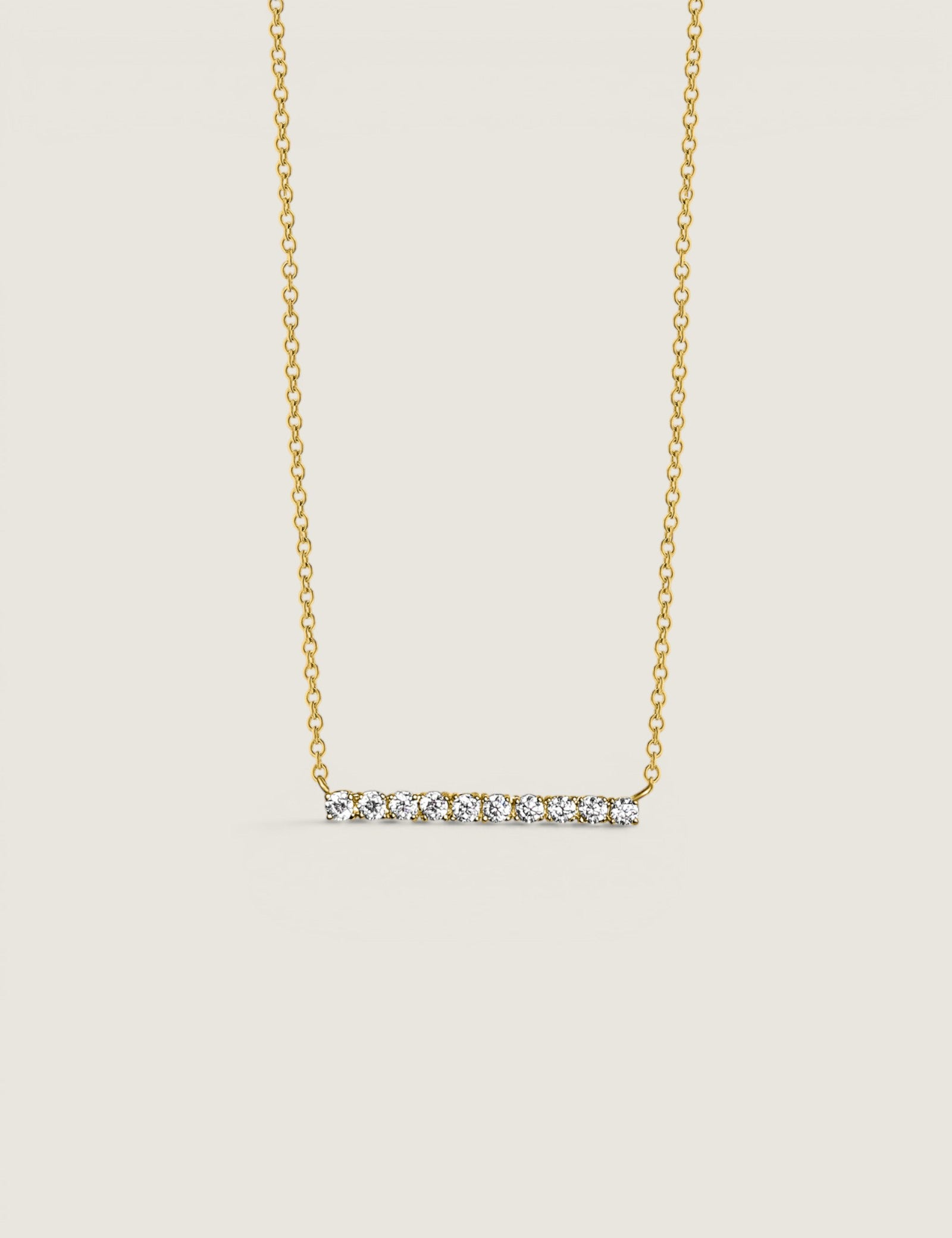 Straight Bar 10 Stone Pendant Necklace