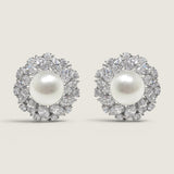 Pearl & Marquise Halo Button Earrings (6.08 TCW)